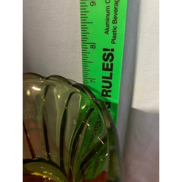 Vtg Indiana Glass Green Square Footed Pressed Glass Compote - Picture 2 of 5
